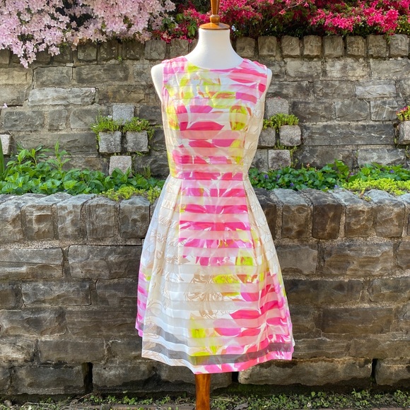 Vince Camuto Dresses & Skirts - Floral Pink and Green Sleeveless Dress